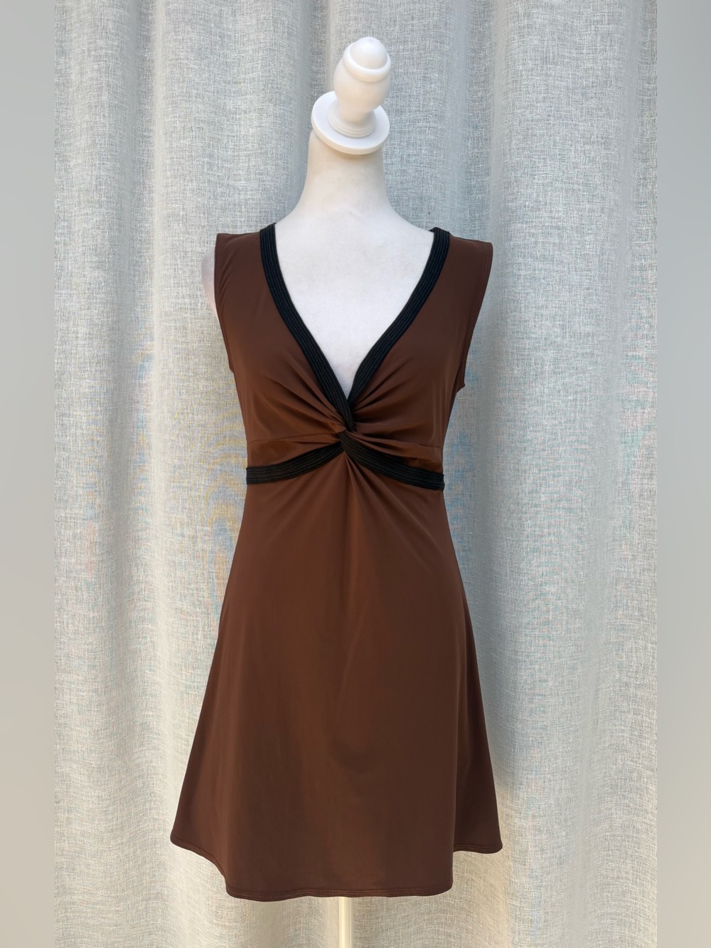 Karla Colletto brown v neck swim mini dress